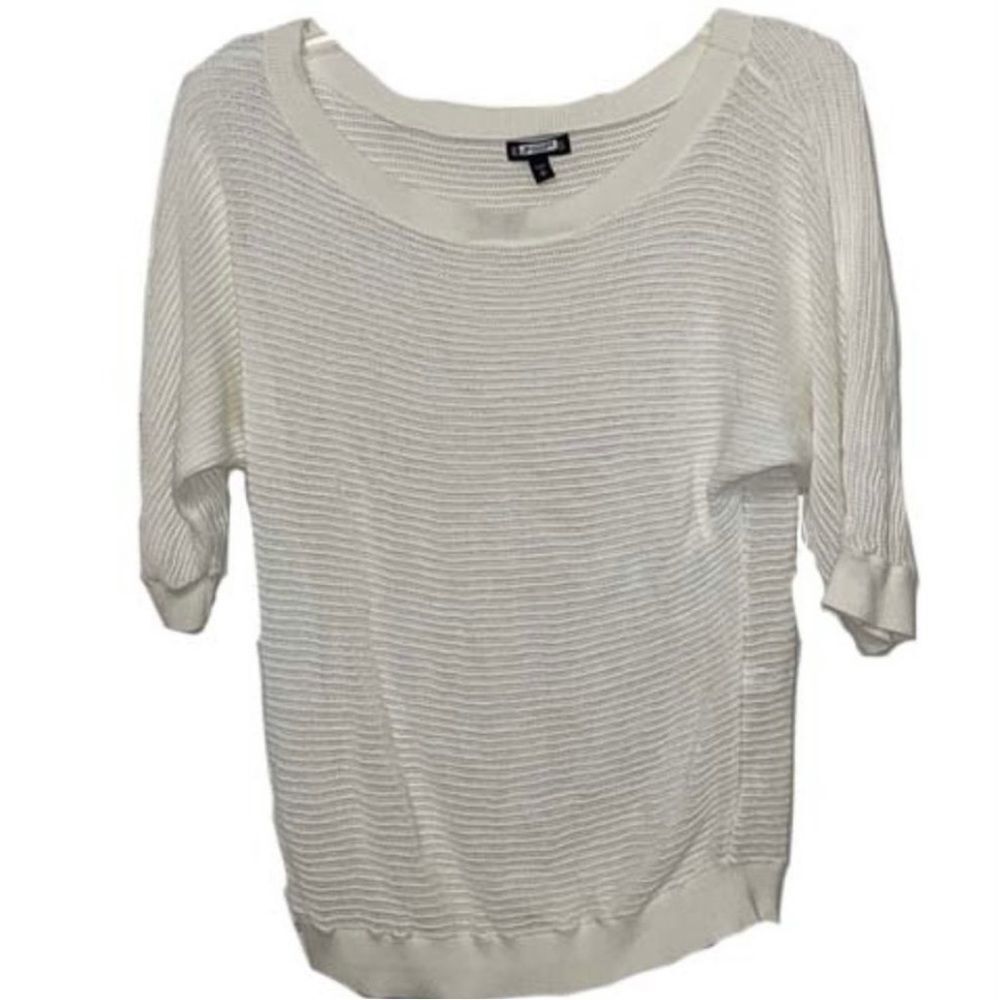 Express White Open Weave Knit Top- Size Medium